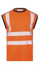 New Mens Hi Viz Vis Hi Visibility Vest Top Safety Work Wear Crew V Neck T-Shirt