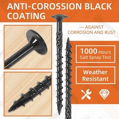 #14 x 3 Wood Structural Screws, Wood Screws, 200Pcs Lag Screws 3 Inch, Rust Resi