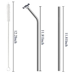 6 Pack Stainless Steel Straw Replacement 40 oz and 30 11.81 Inch, Silver