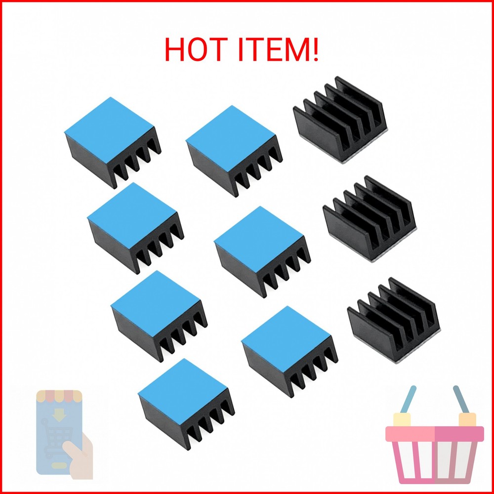 (10PCS Pack) Small Heat Sinks Kit 9x9x5mm / 0.35×0.35×0.2 inch Aluminum Heatsink