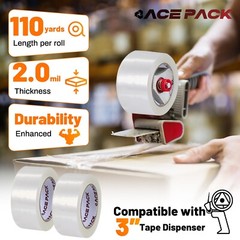 36 ROLLS – 2 INCH x 110 Yards (330 ft) Clear Carton Sealing Packing Package Tape