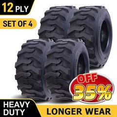 12×16.5 Skid Steer Tires 12 Ply Heavy Duty 4-Pack Longer Wear Loader 12-16.5