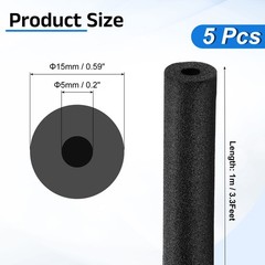 5 Pcs 0.2 Inch 3.3 Feet Pipe Insulation Foam Tube OD 0.59″
