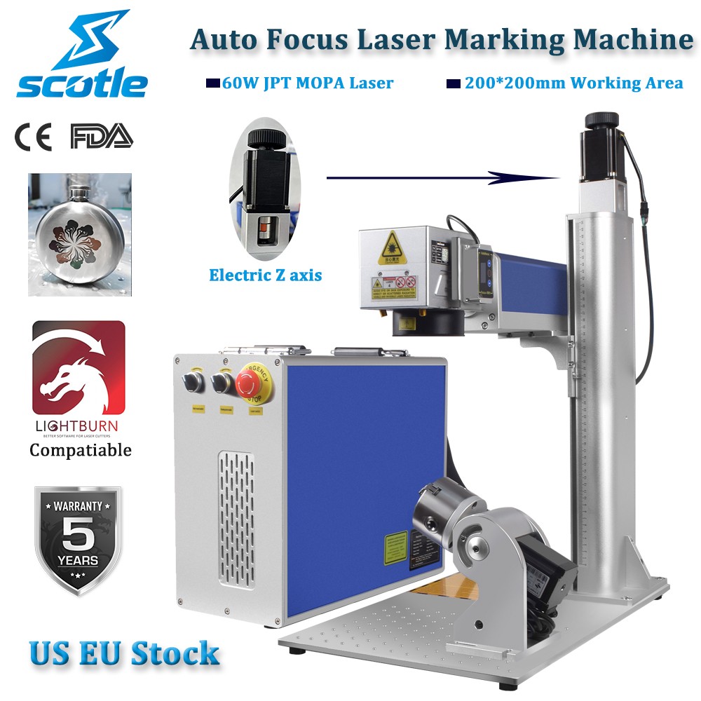 60W 100W 200W 300W Auto Focus JPT M7 Mopa Fiber Laser Marking Machine Engraver