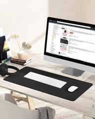 YSAGi Non-Slip Leather Desk Pad, Waterproof Laptop 31.5″ x 15.7″, Black