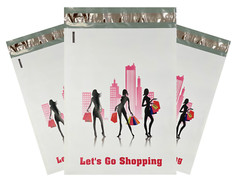 Pick Quantity – 10×13 “Let’s Go Shopping” Custom Designer Poly Mailer Envelopes