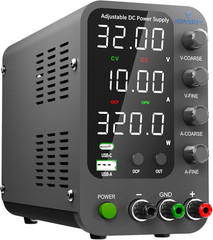 DC Power Supply Variable, 0-32V 0-10A Switching Bench Power Supply with 20W USB