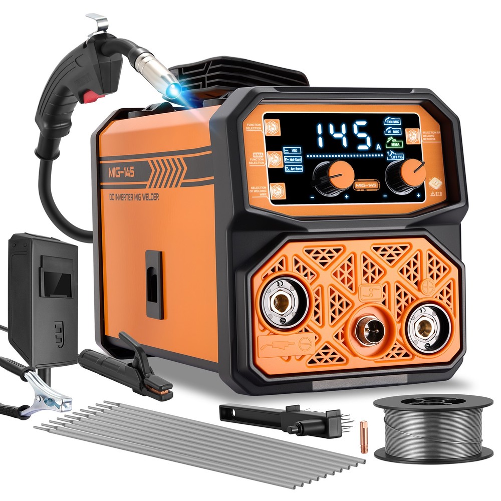 3-IN-1 Welder Machine 145A 110V Gasless MIG Stick Lift TIG w/ Welding Rods