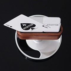 Mid Century Modern Aviation Art Floating Business Card Polished Display Stand