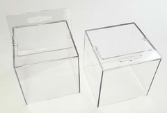 2 x Clear Plastic Cube Box 3.5″ Desk Organizer Pen Post-it Holder office display