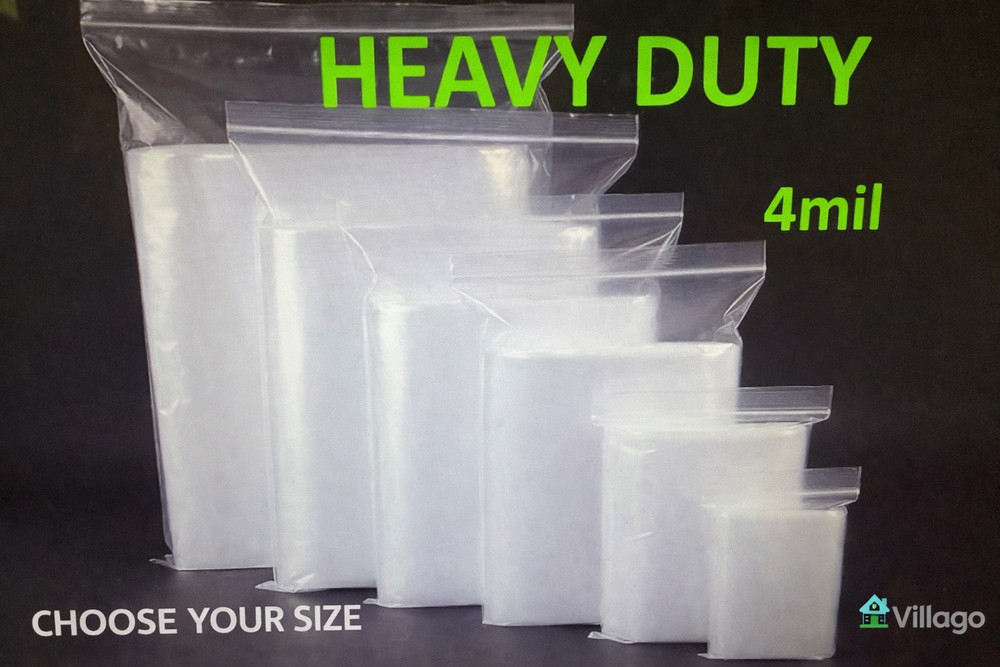 Clear Reclosable Zip Seal Top Lock 4Mil Heavy Duty Bags Plastic 4 Mil