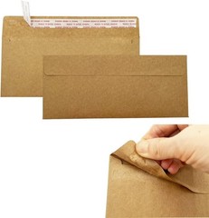 Flat Rectangular Brown Kraft Envelopes 4.125×9.5 Inches for Business – 80 Count