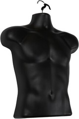 Torso Form Molded Man’s Shirt Frosted Fits S – L Hanging Male Mannequin Black