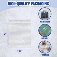 Seal Fresh 1.5 x 2 Inch Resealable Plastic Bags 1000 Pack — 1.5″ x 2″, Clear