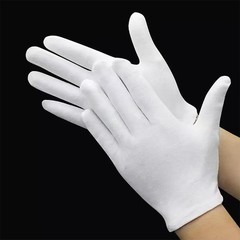 12 Pairs XL+ White Cotton Inspection Gloves – Soft Jewelry Coin Work Gloves
