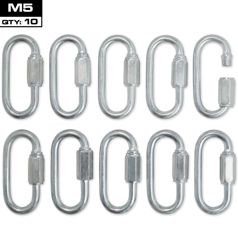 MEISTER QUICK LINK SCREWLOCK CARABINERS – M5 x 10 PACK – Galvanized Steel Clips