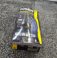 (QTY 300) SAS Raven 66519 Black Nitrile Gloves Powder Free 7mil XLarge XL
