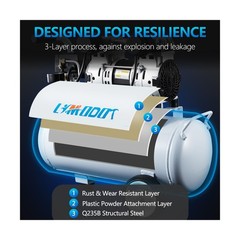 Quiet Air Compressor, Only 68dB, 5 Gallon Steel Tank, 2.8CFM @ 90PSI, Oil-Fre…