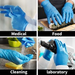 Blue Nitrile Medical Gloves Powder Free Latex Free Food Grade Disposable Glove