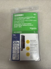 Square D QO120GFICP 120 VAC 20A Mini Ground Fault Circuit Breaker – Black #2321