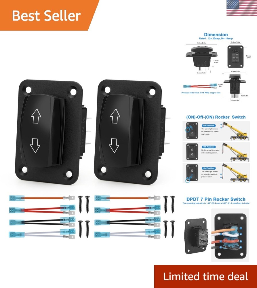 2PCS Up Down Momentary Toggle Switch 12V 24V for RVs and Boats – Easy Install