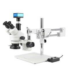 AmScope 7X-135X Trinocular Stereo LED Microscope+2-Arm Boom+4K 8MP HDMI Camera