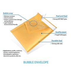 50#5 10.5×16 Kraft Paper Bubble Padded Envelopes Mailers Case 10.5×16, Gold