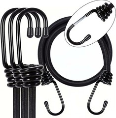 8mm HEAVY DUTY BLACK MARINE GRADE BUNGEE CORD Tarp Tie Down Strap 12-20-30-40″