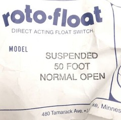 Anchor Scientific S50NO Roto-Float Float Switch, N.O. SPST, 240VAC/120VA