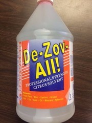 HARVARD DE-ZOV-ALL CITRUS SOLVENT SPOTTER DEGREASER DEZOVALL CASE of 4 GALLONS