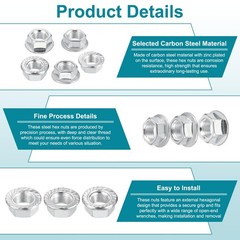 PATIKIL M14x1.5mm Serrated Flange Hex Lock Nuts, 10Pcs Metric Fine Thread Car…