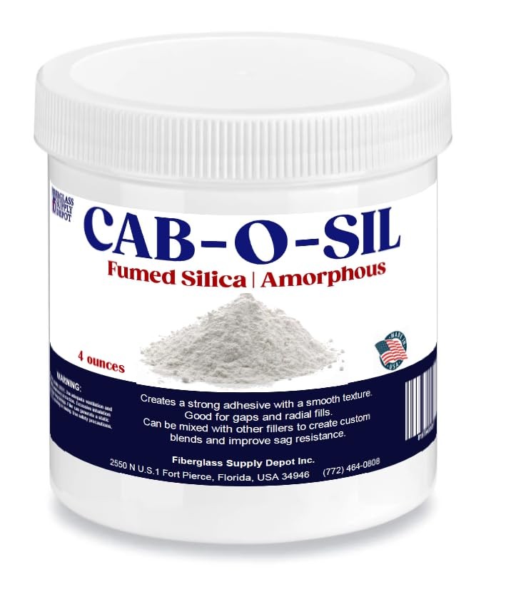 Fiberglass Supply Depot Cabosil Fumed Silica (4oz Jar) – 4 ounces, WHITE