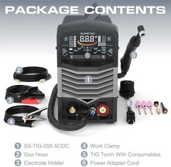 250A AC/DC Aluminum TIG Welder with Pulse DC TIG/AC TIG/Pulse TIG/SPOT TIG/Stick