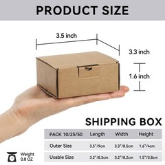 Small Shipping Boxes 3.5×3.3×1.6 Inches, 25-Pack Brown Corrugated Cardboard G…