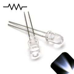 20 x 12v 5mm LED Light Cool White Ultra Bright Internal Resistor 5v-15v 9v 6 no