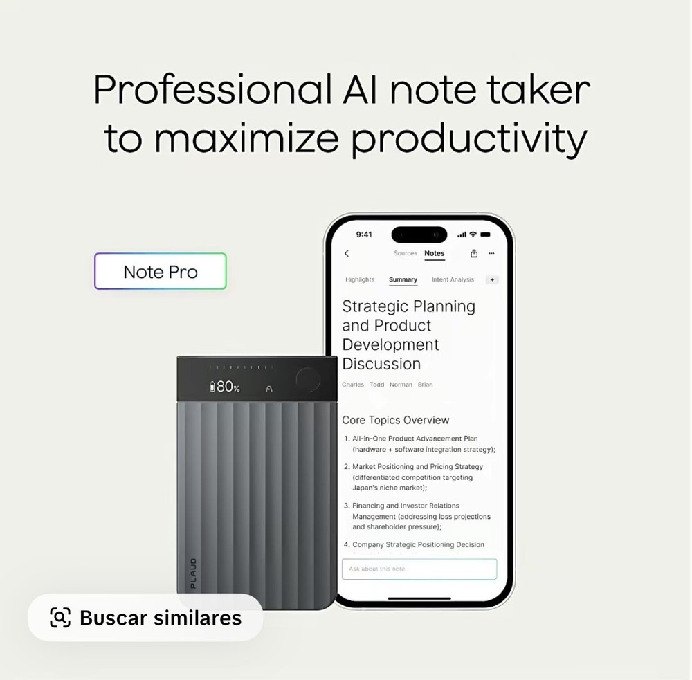PLAUD Note AI Voice Recorder Note Taking Transcribe 64GB Memory BLACK *NEW*
