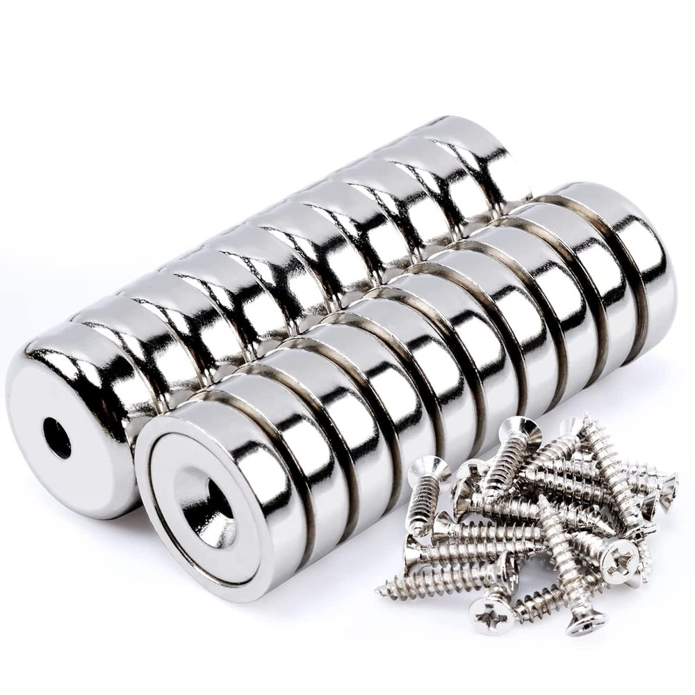 20Pcs Super Strong round Base Cup Neodymium Magnets with Holes,0.63″(16Mm) Ring