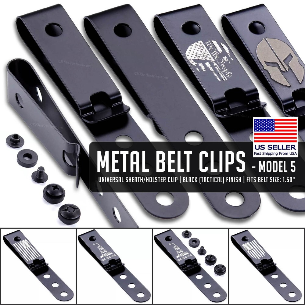 Metal Belt Clips – Model 5 – Holster Belt Clips – (w/SPTHA Mounting Hardware)