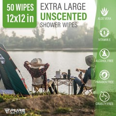 Body Wipes for Camping 50 XXL 12”x 12”, 30, XL
