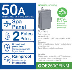 Square D 50 Amp 2-Pole Spa Panel Main Lug Load Center GFCI Breaker Hot Tub