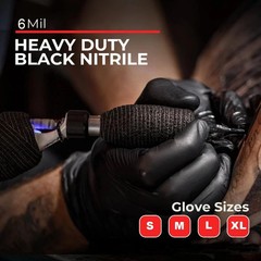 8 Mil Black Nitrile Exam Grade Heavy Duty Powder-Free 8mil 100/1,000 PC (M L XL)