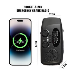 Solar Emergency Hand Crank NOAA Weather Radio with AM/FM, 2000mAh USB Phone Char