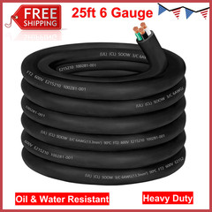 6/3 6 Gauge Wire SOOW Cable 3 Conductor 6 Gauge Electric Portable Power Cord 25′