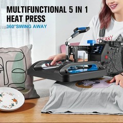 5 in 1 Heat Press Machine 15″x12″ Swing Away Digital Transfer T-Shirt Mug Hat