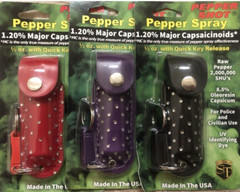 Keychain Pepper Spray POCKET POLICE Self Defense Women Safety SECURITY LEATHER