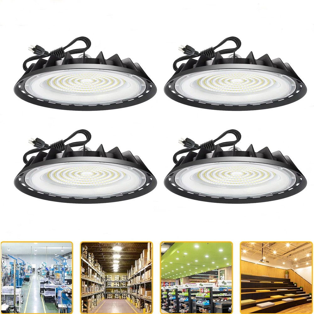 4 Pack 300W UFO Led High Bay Light Commercial Industrial Factory Light 90-277V