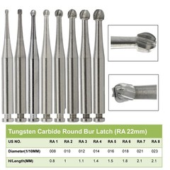 WAVE Dental Latch Carbide Burs Round RA Slow Speed Straight Handpiece Bur 44.5mm