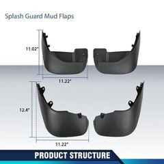 Mud Flaps Splash Guards 4Pcs Range Rover Sport 2014-2016 w/ Running Boards Black