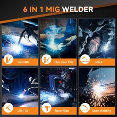 ARCCAPTAIN 6-in-1 Aluminum MIG Welder, 200A Flux Core MIG/Gas MIG/Lift TIG