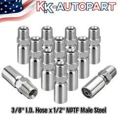 12 PCS 1/2″ NPTF Hydraulic Hose Fittings: 3/8″ I.D. Hose x 1/2″ NPTF Male Steel